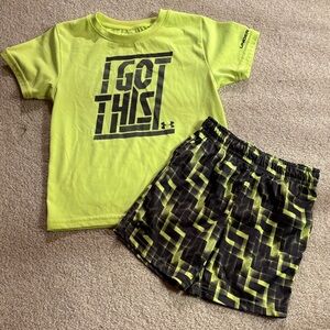 Under Armour Lime Graphic Tee and Patterned Shorts
